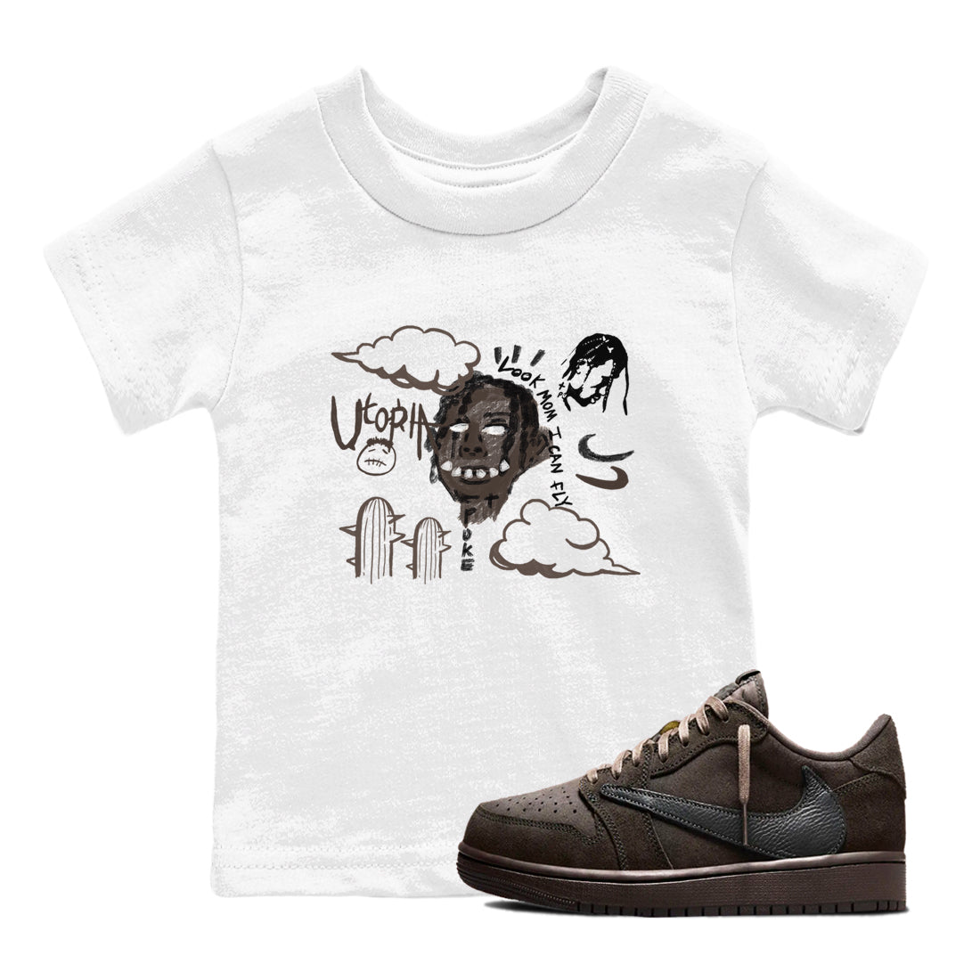 I Can Fly snkmatch Tees Kids - Air Jordan 1 Travis Scott Velvet Brown