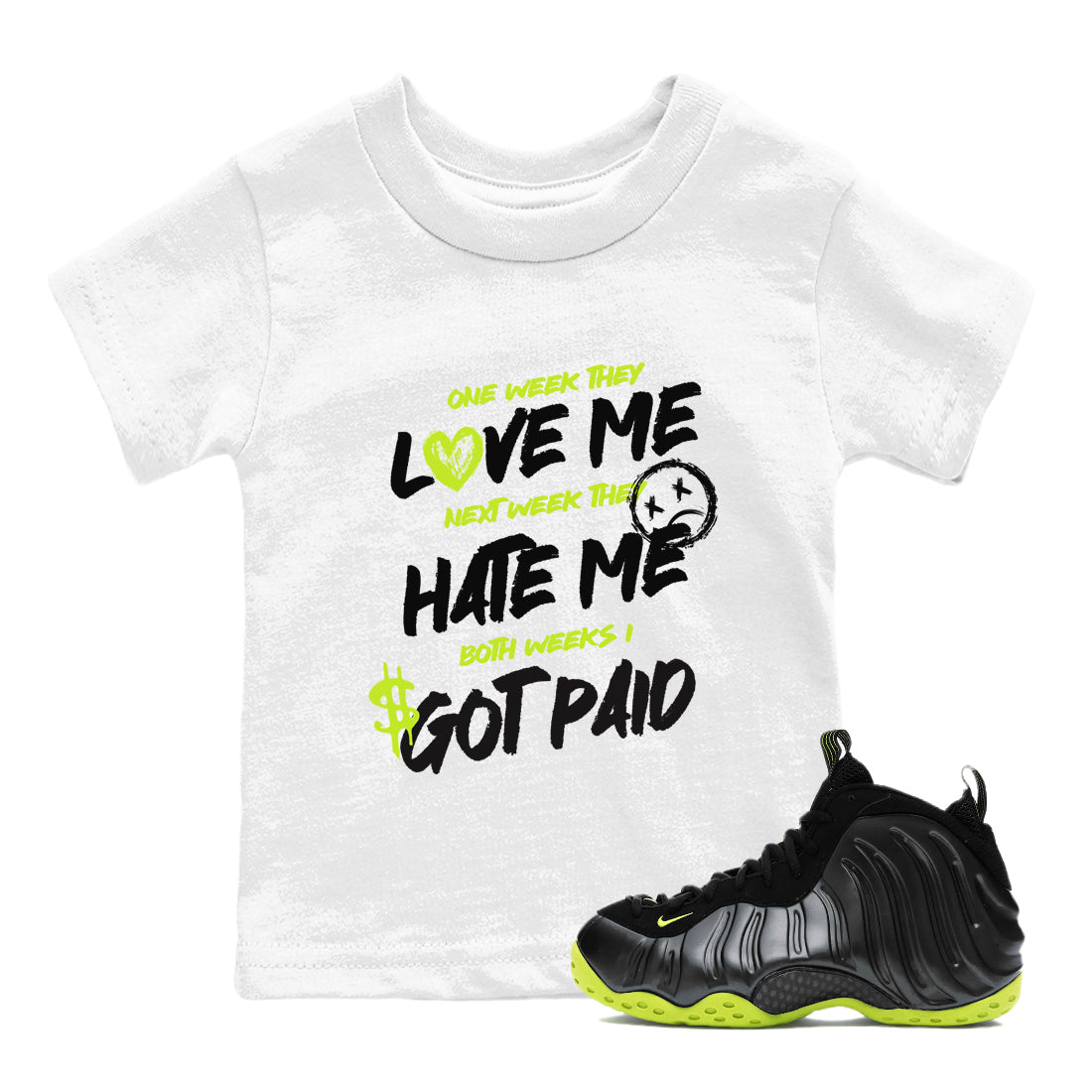 I Got Paid snkmatch Tees Kids - Air Foamposite One Black Volt