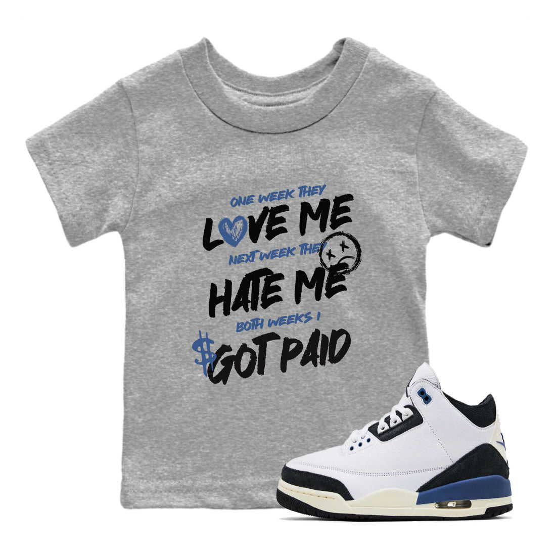 I Got Paid snkmatch Tees Kids - Air Jordan 3 A Ma Maniere x Diffused Blue