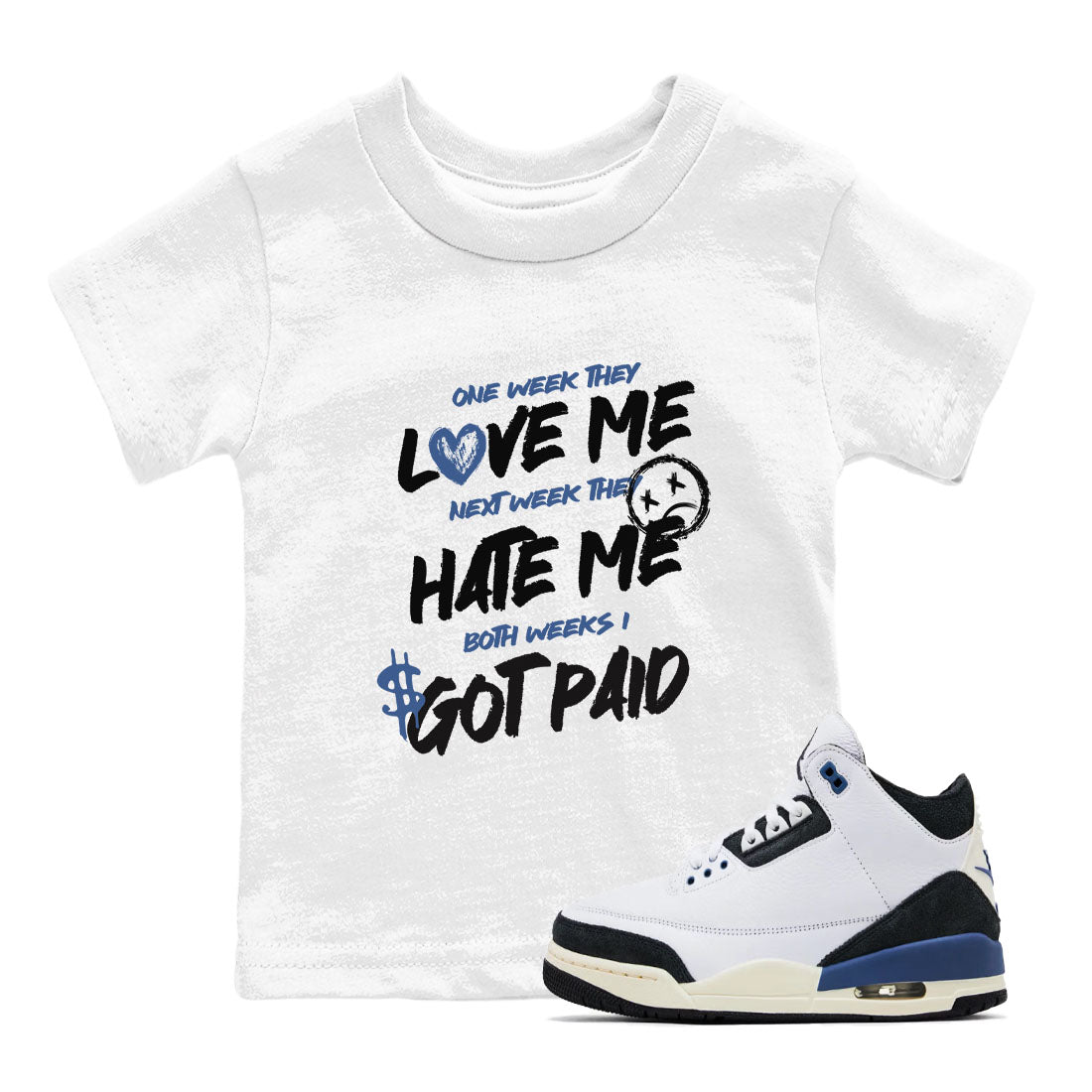 I Got Paid snkmatch Tees Kids - Air Jordan 3 A Ma Maniere x Diffused Blue