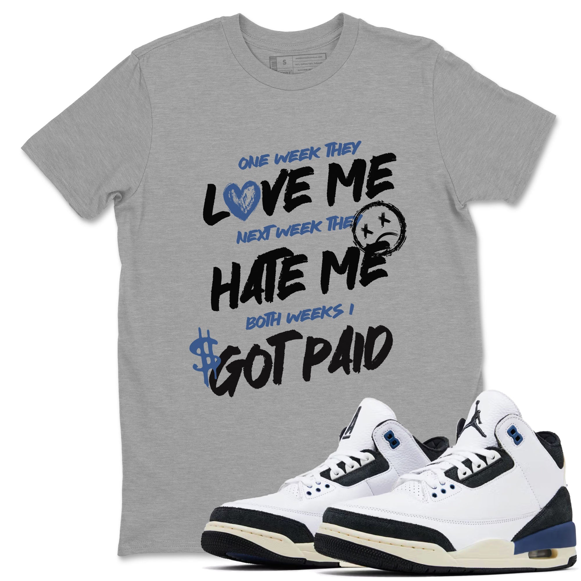 I Got Paid snkmatch Tees - Air Jordan 3 A Ma Maniere x Diffused Blue