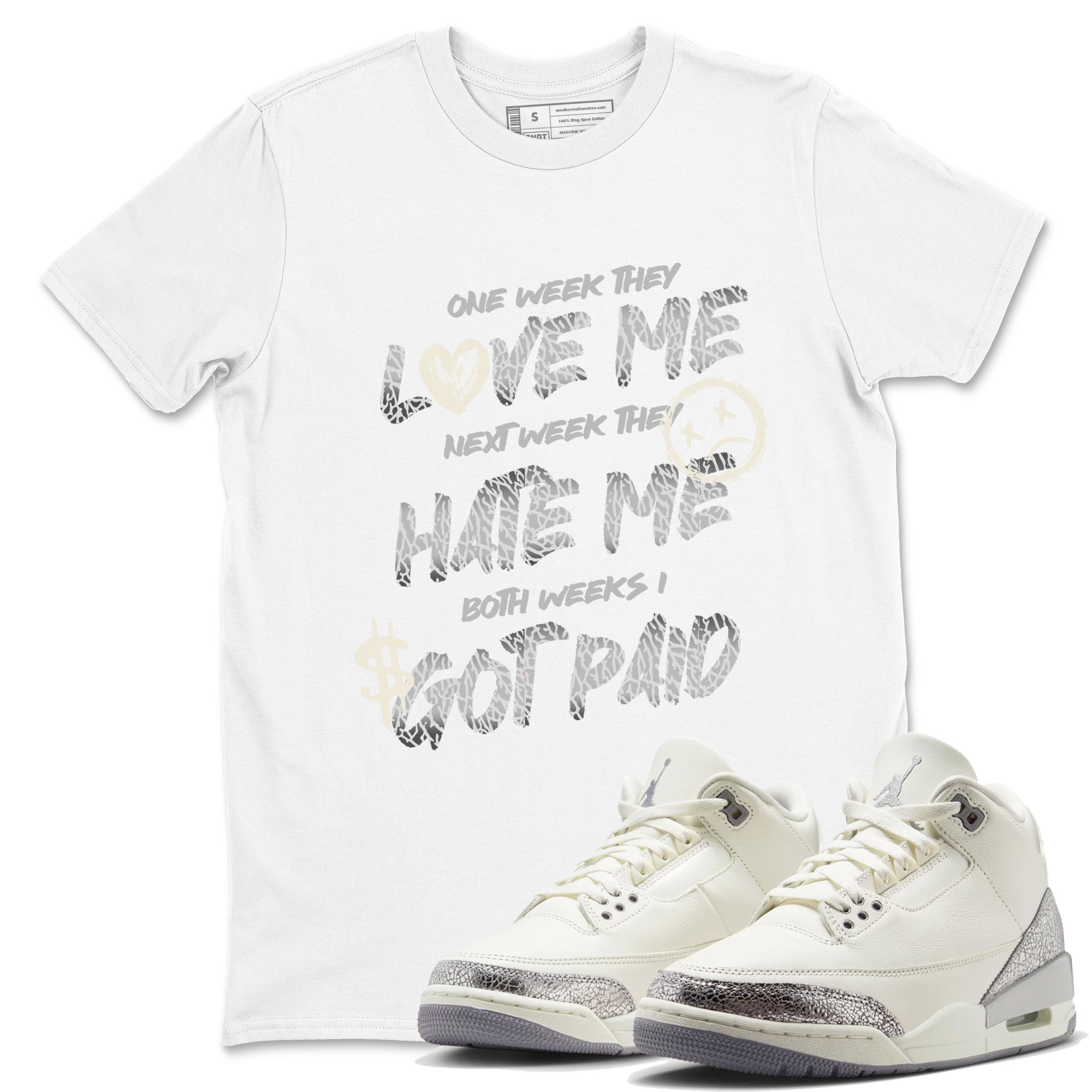 I Got Paid snkmatch Tees - Air Jordan 3 Sail and Cement Grey