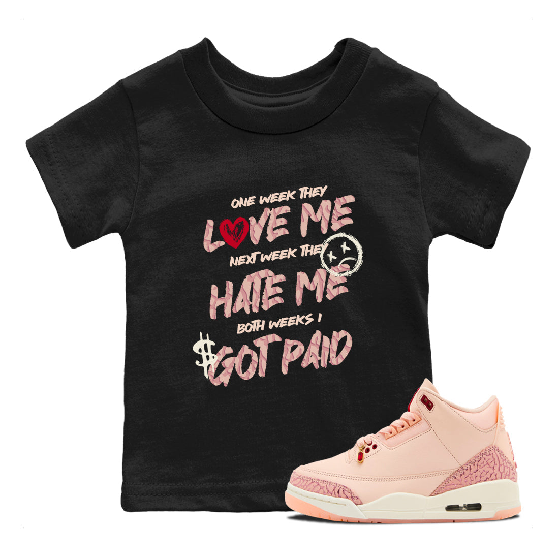I Got Paid snkmatch Tees Kids - Air Jordan 3 Valentines Day