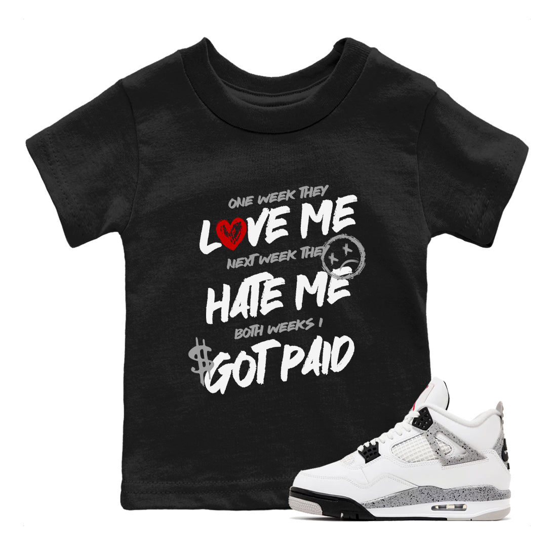 I Got Paid snkmatch Tees Kids - Air Jordan 4 White Cement