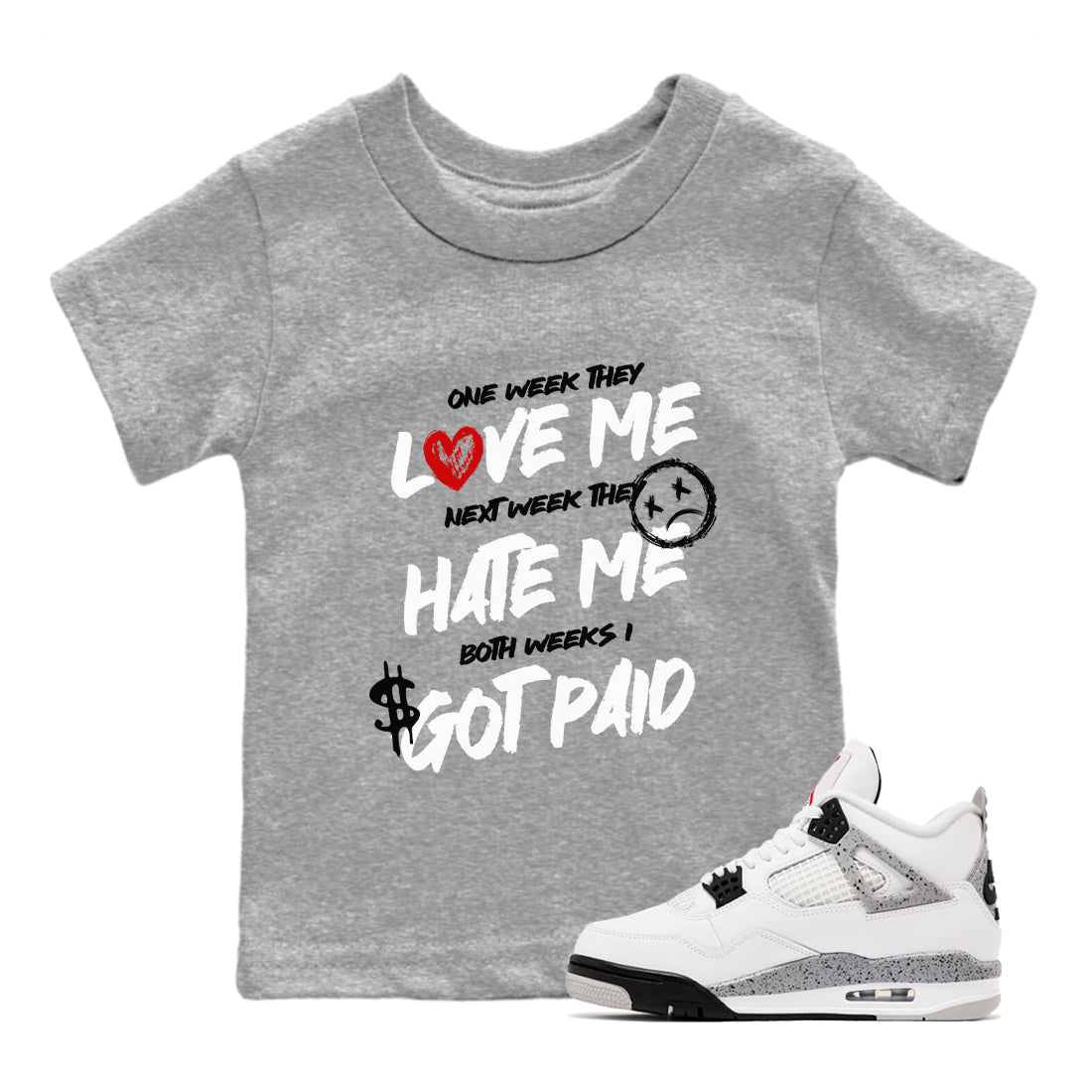 I Got Paid snkmatch Tees Kids - Air Jordan 4 White Cement