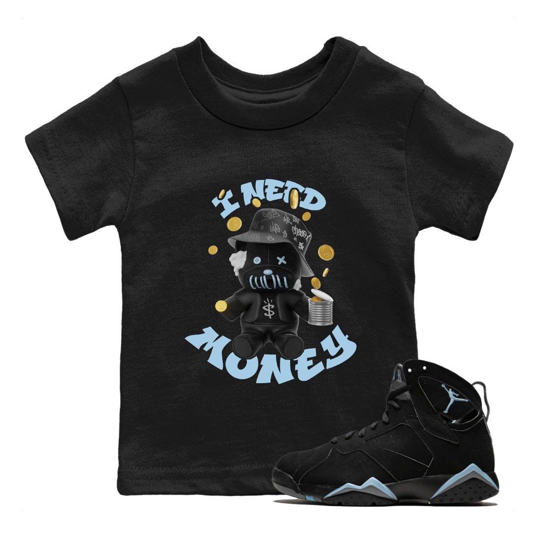 I Need Money snkmatch Tee Kids - Air Jordan 7 Chambray
