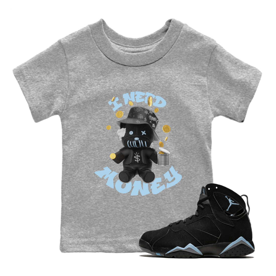 I Need Money snkmatch Tee Kids - Air Jordan 7 Chambray