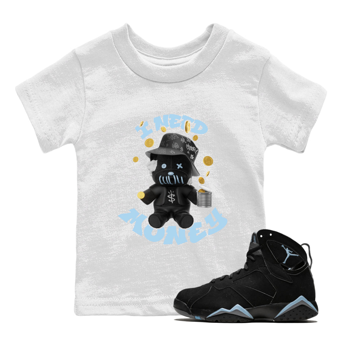 I Need Money snkmatch Tee Kids - Air Jordan 7 Chambray