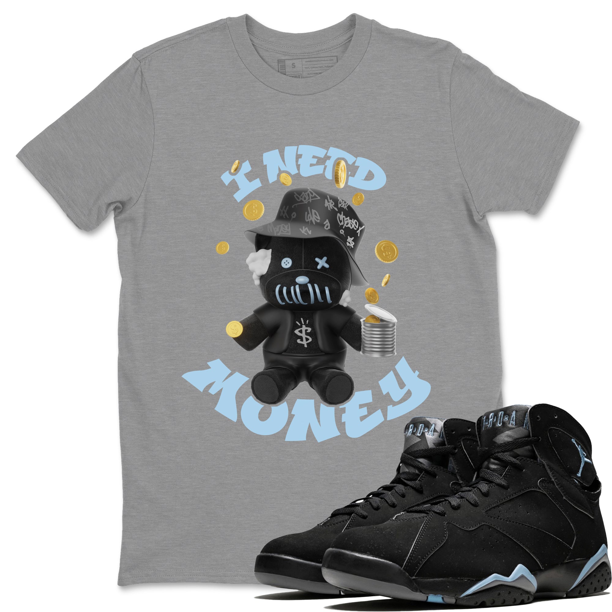I Need Money snkmatch Tee - Air Jordan 7 Chambray