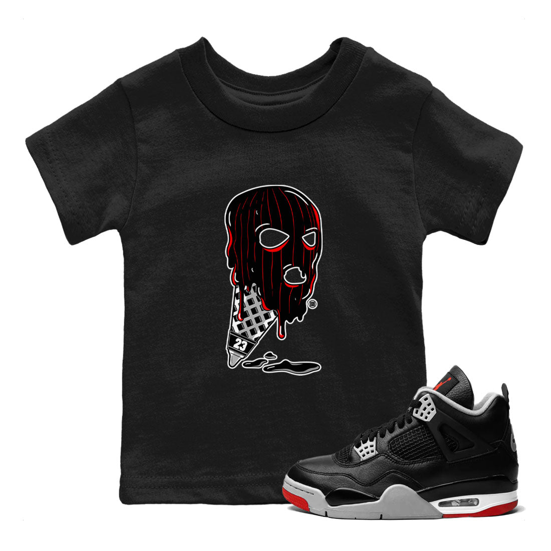 Ice Cream Mask snkmatch Tees Kids - Air Jordan 4 Bred Reimagined