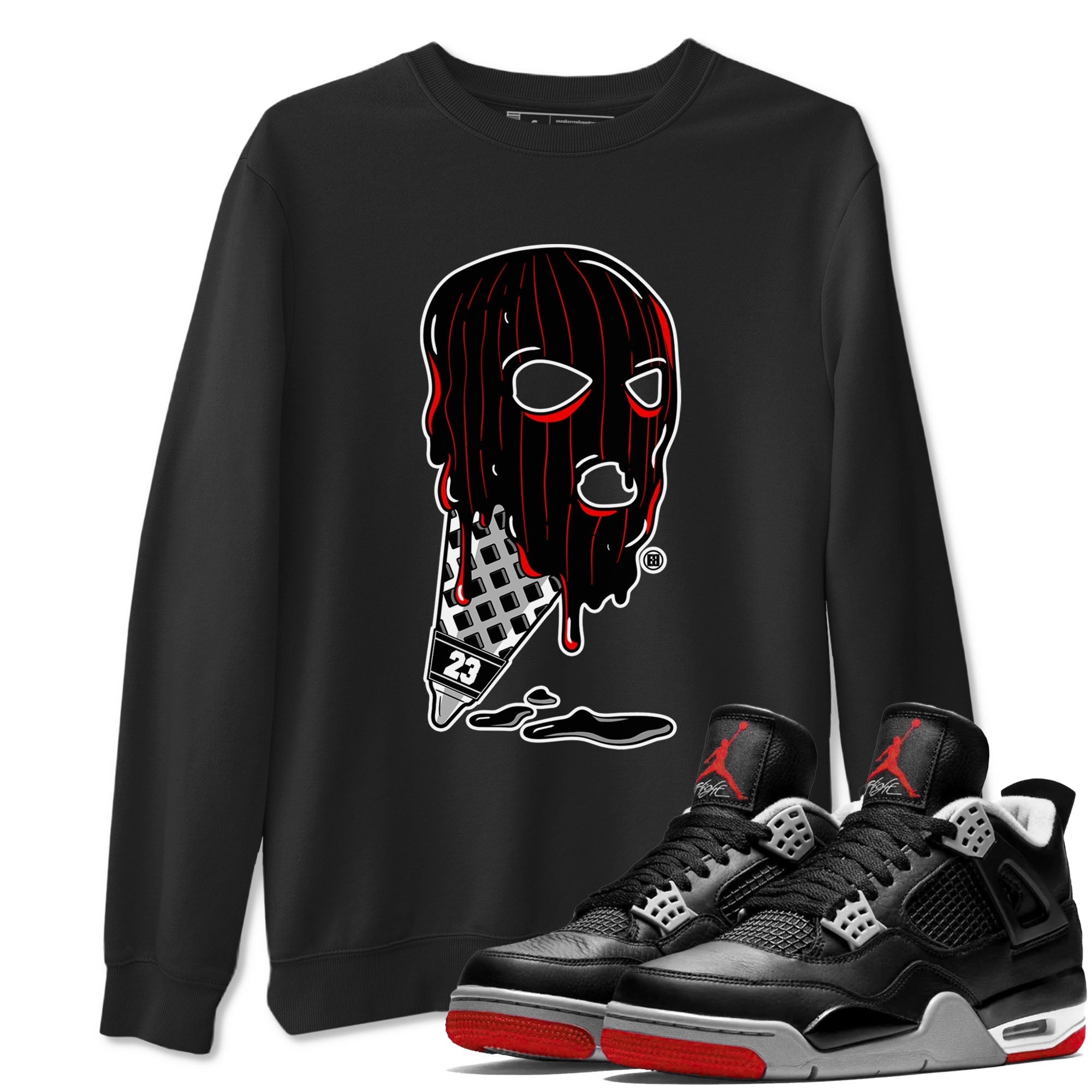 Ice Cream Mask snkmatch Tees - Air Jordan 4 Bred Reimagined