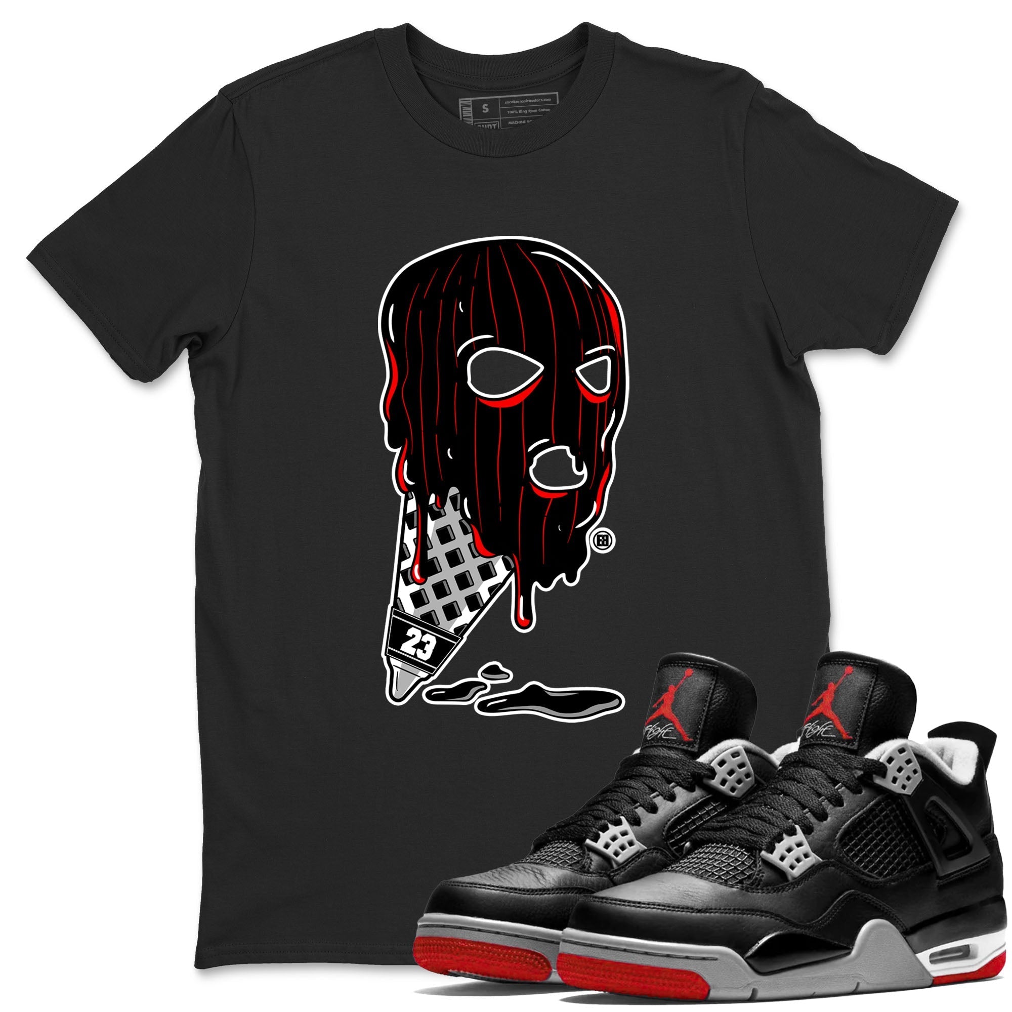 Ice Cream Mask snkmatch Tees - Air Jordan 4 Bred Reimagined