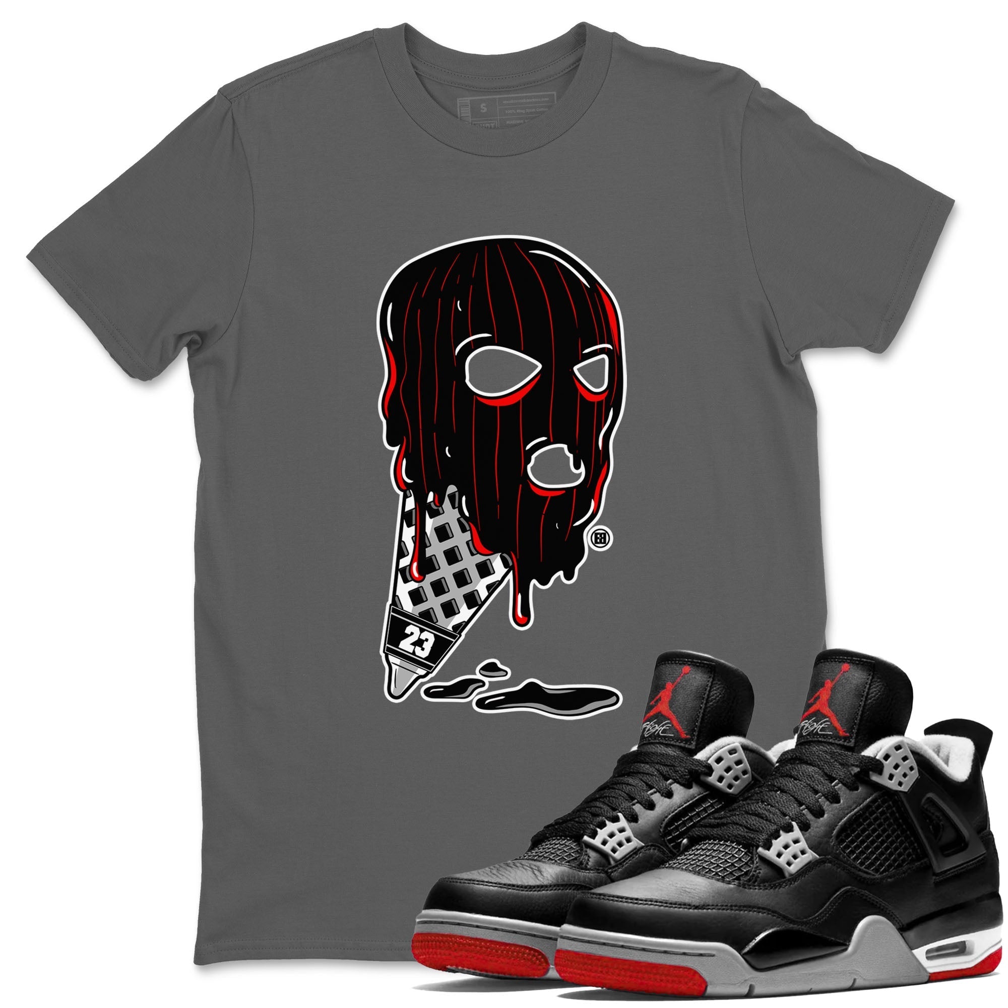 Ice Cream Mask snkmatch Tees - Air Jordan 4 Bred Reimagined