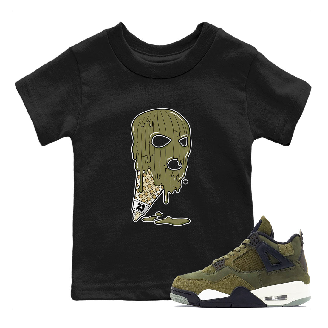 Ice Cream Mask snkmatch Tee Kids - Air Jordan 4 Medium Olive