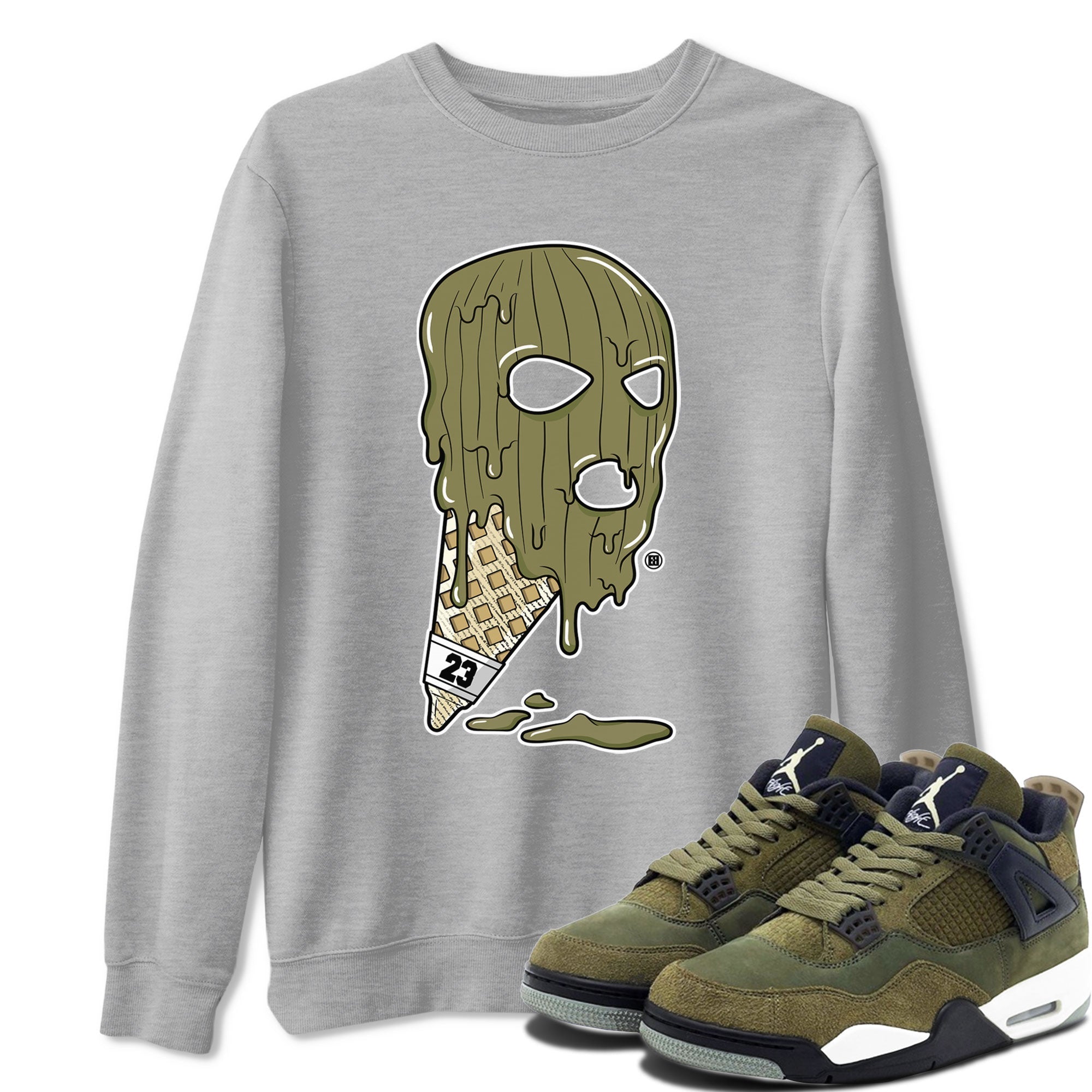 Ice Cream Mask snkmatch Tee - Air Jordan 4 Medium Olive