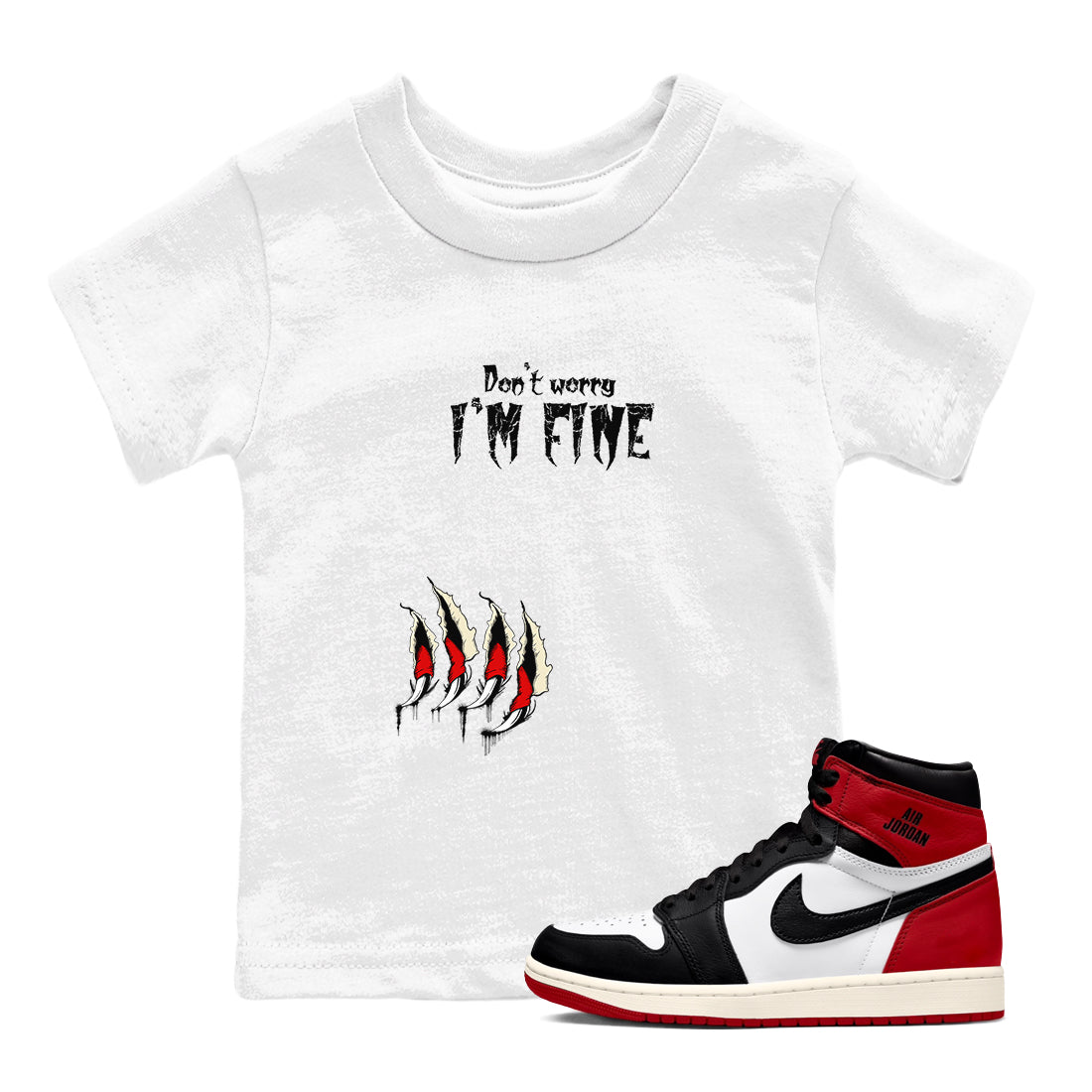 I'm Fine snkmatch Tees Kids - Air Jordan 1 Black Toe Reimagined