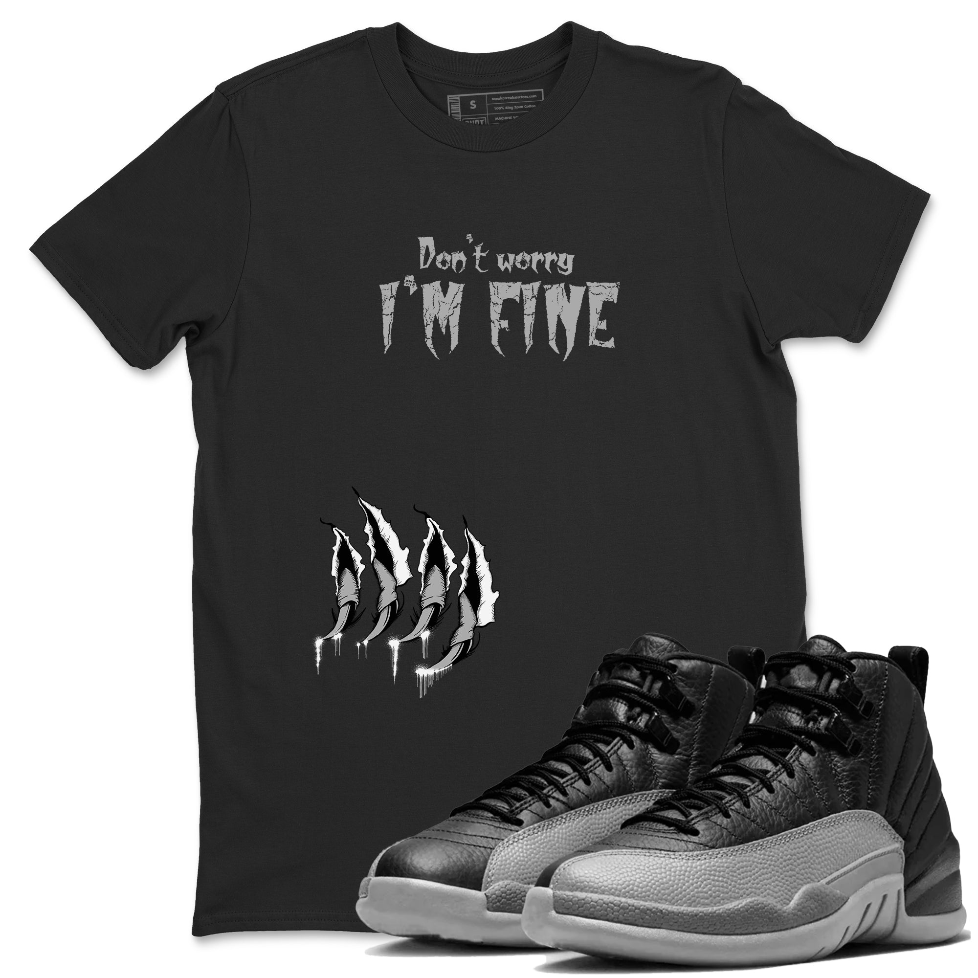 I'm Fine snkmatch Tees - Air Jordan 12 Black Wolf Grey