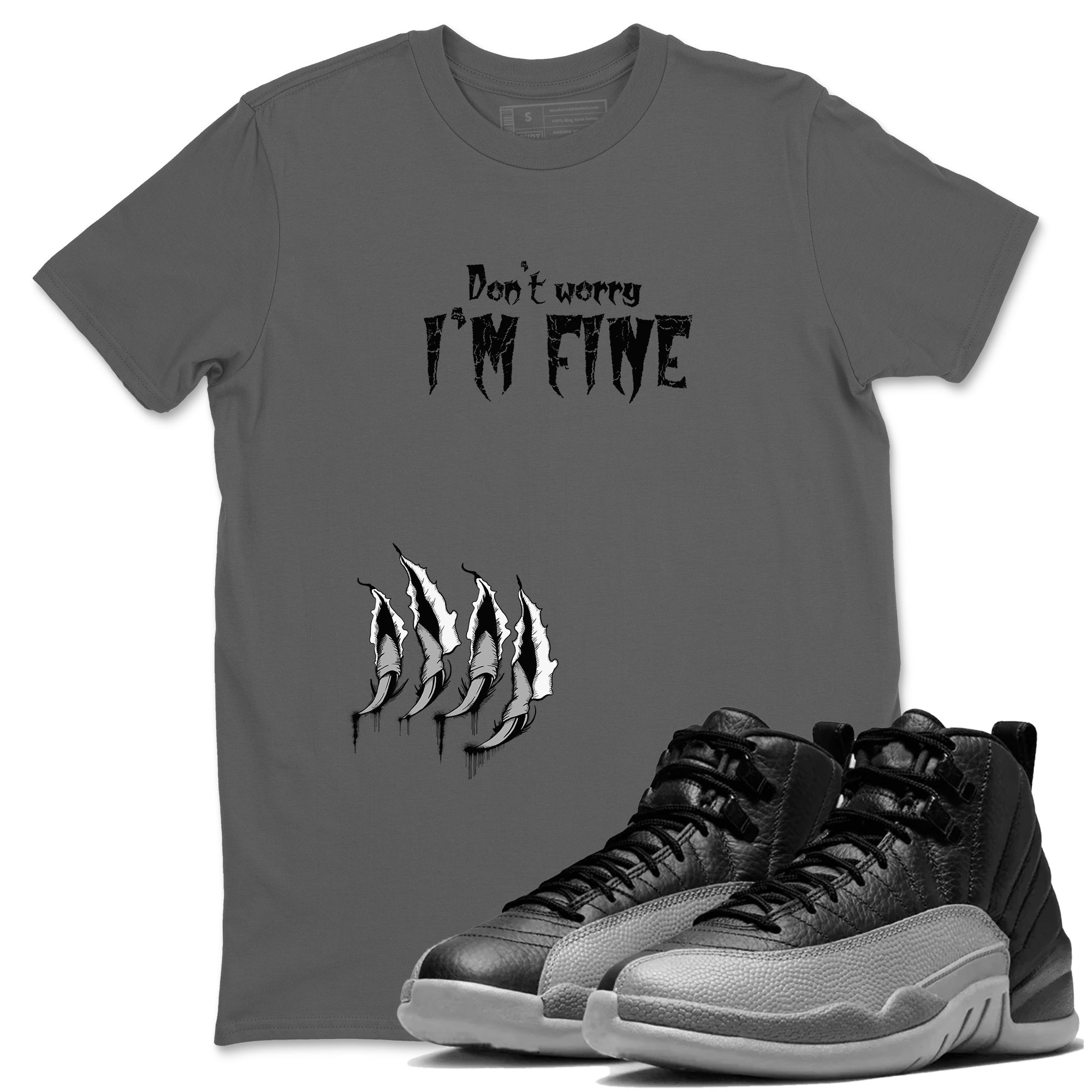 I'm Fine snkmatch Tees - Air Jordan 12 Black Wolf Grey