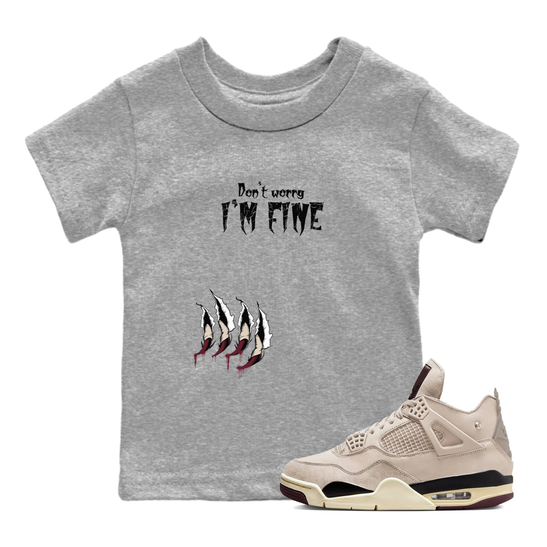 I'm Fine snkmatch Tees Kids - Air Jordan 4 A Ma Maniere x Fossil Stone