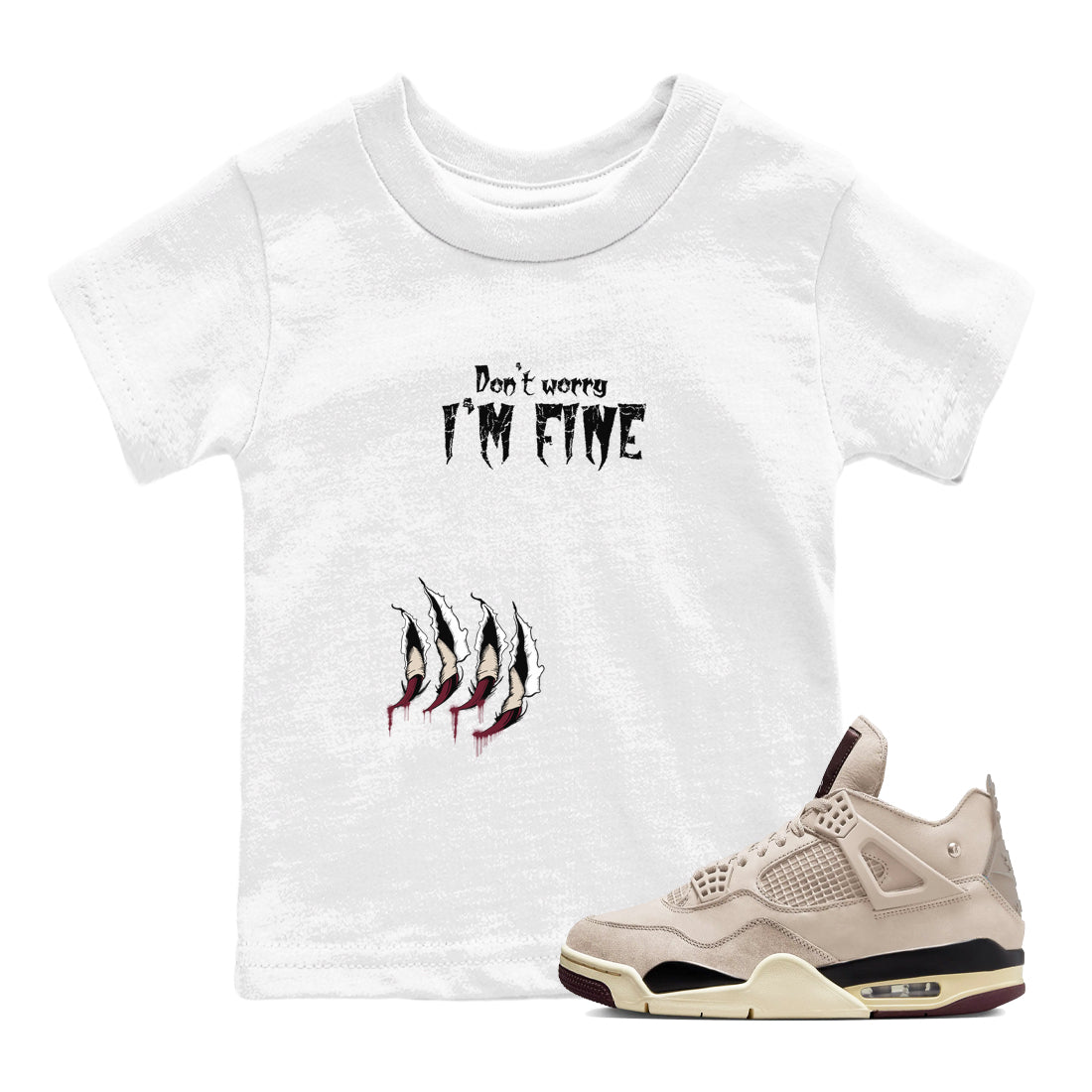 I'm Fine snkmatch Tees Kids - Air Jordan 4 A Ma Maniere x Fossil Stone