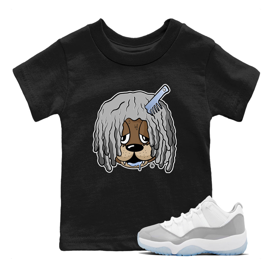 Impatient Bear Kids Tops - Air Jordan 11 White Cement