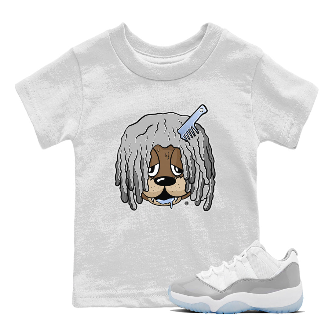Impatient Bear Kids Tops - Air Jordan 11 White Cement