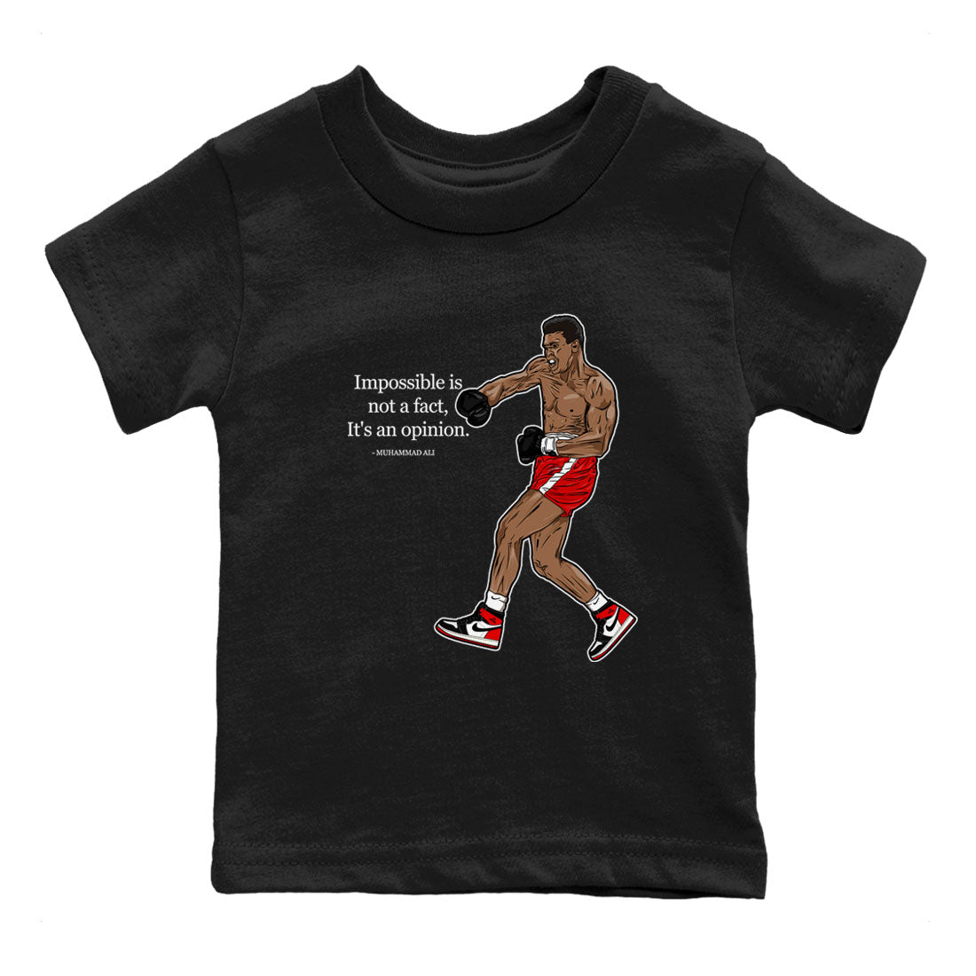impossible is not a fact it's an opinion snkmatch Tees Kids - Air Jordan 1 Black Toe Reimagined