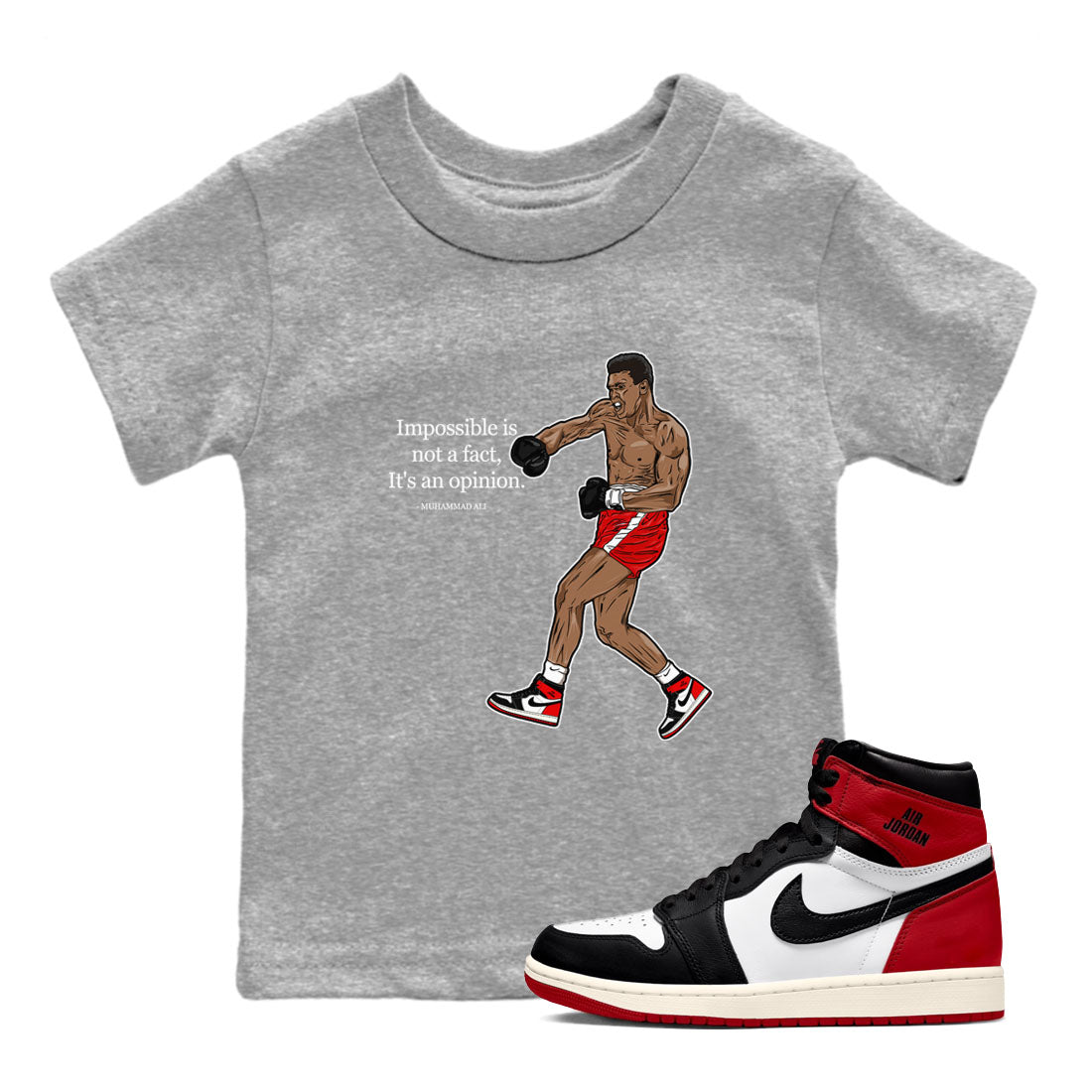 impossible is not a fact it's an opinion snkmatch Tees Kids - Air Jordan 1 Black Toe Reimagined