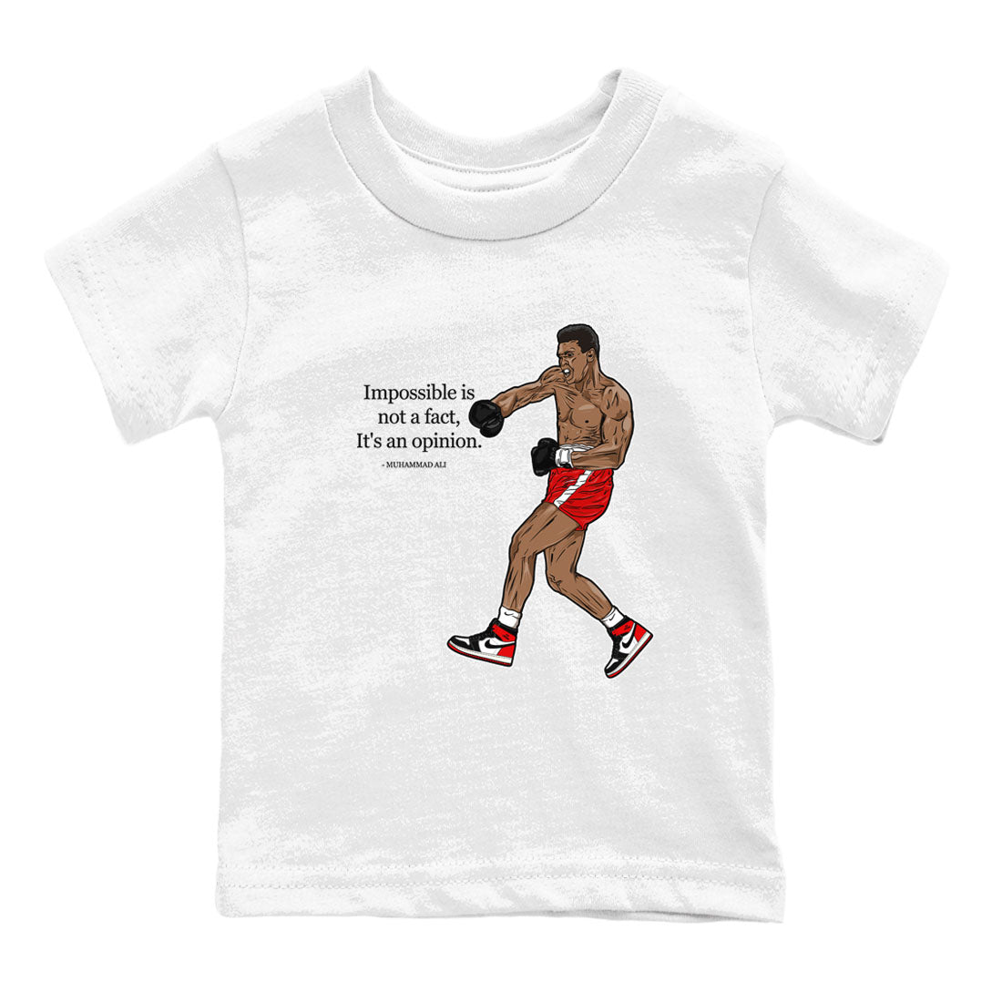 impossible is not a fact it's an opinion snkmatch Tees Kids - Air Jordan 1 Black Toe Reimagined