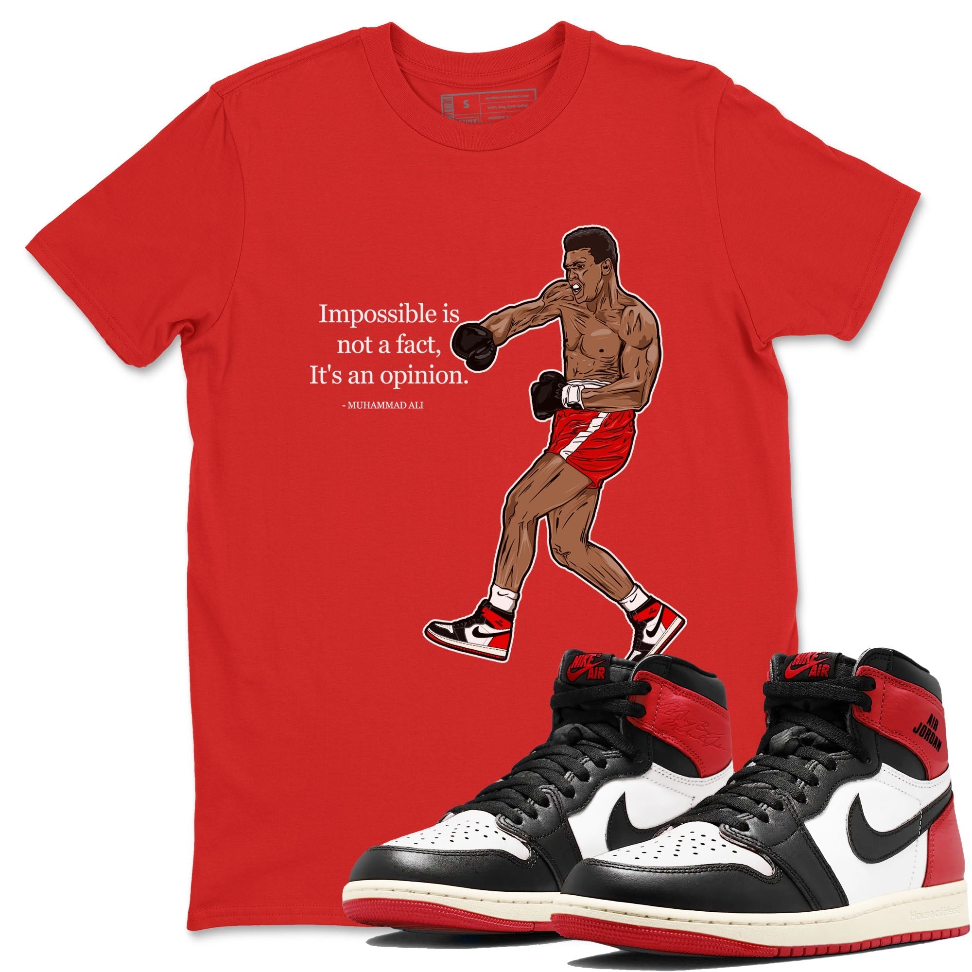 impossible is not a fact it's an opinion snkmatch Tees - Air Jordan 1 Black Toe Reimagined
