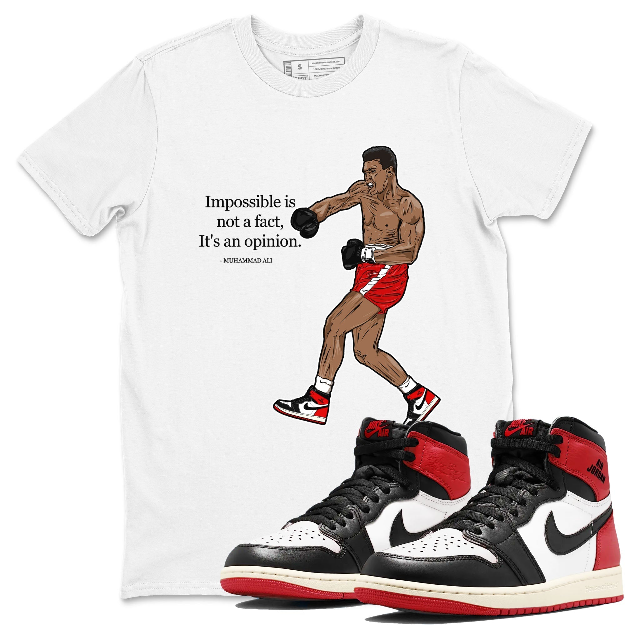 impossible is not a fact it's an opinion snkmatch Tees - Air Jordan 1 Black Toe Reimagined