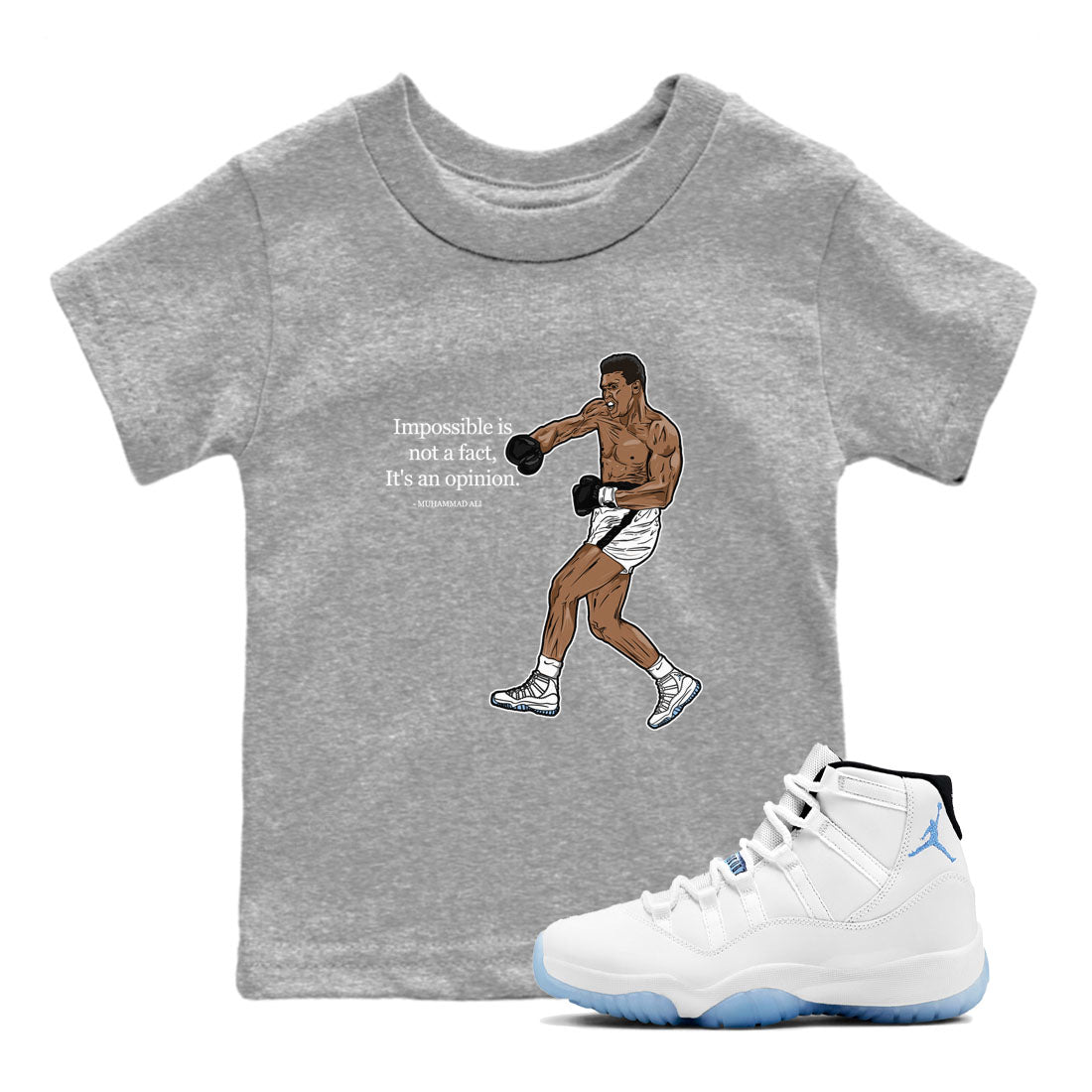 impossible is not a fact it's an opinion snkmatch Tees Kids - Air Jordan 11 Retro Legend Blue