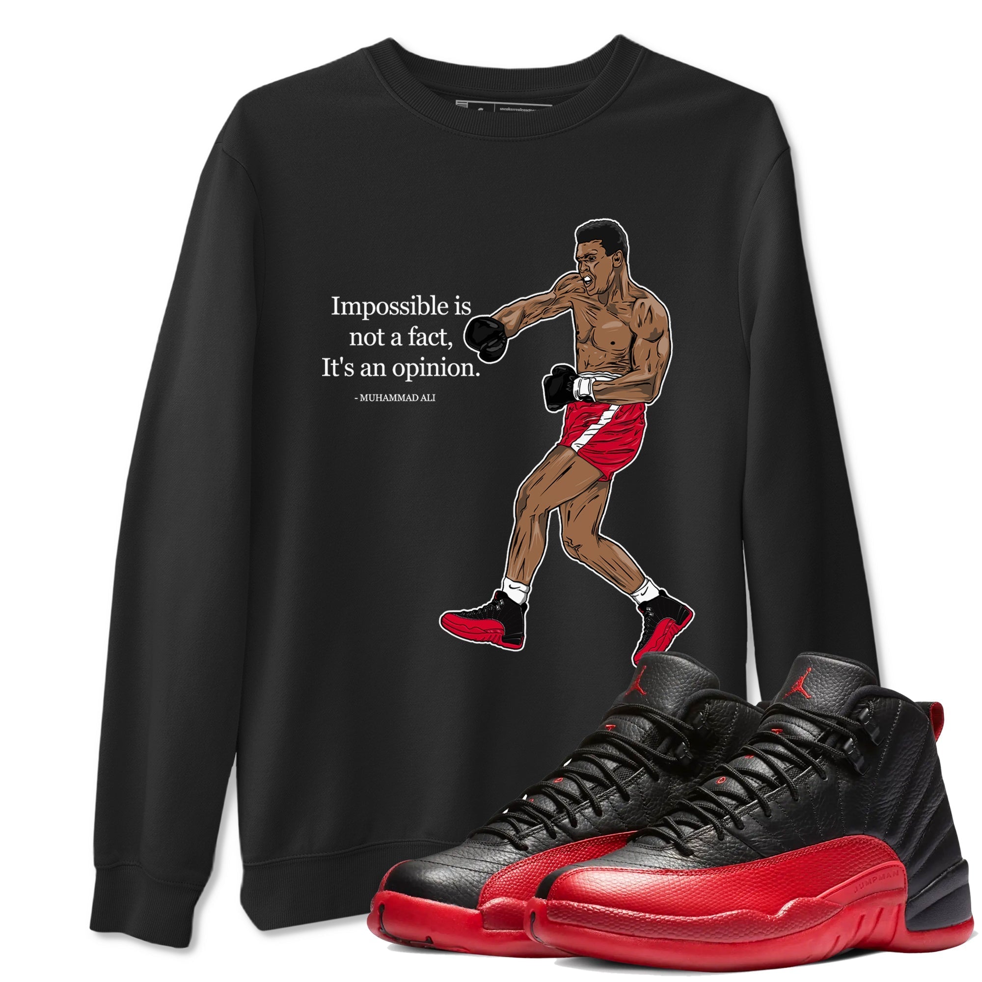 Impossible Is Not A Fact It's An Opinion snkmatch Tees - Air Jordan 12 Flu Game