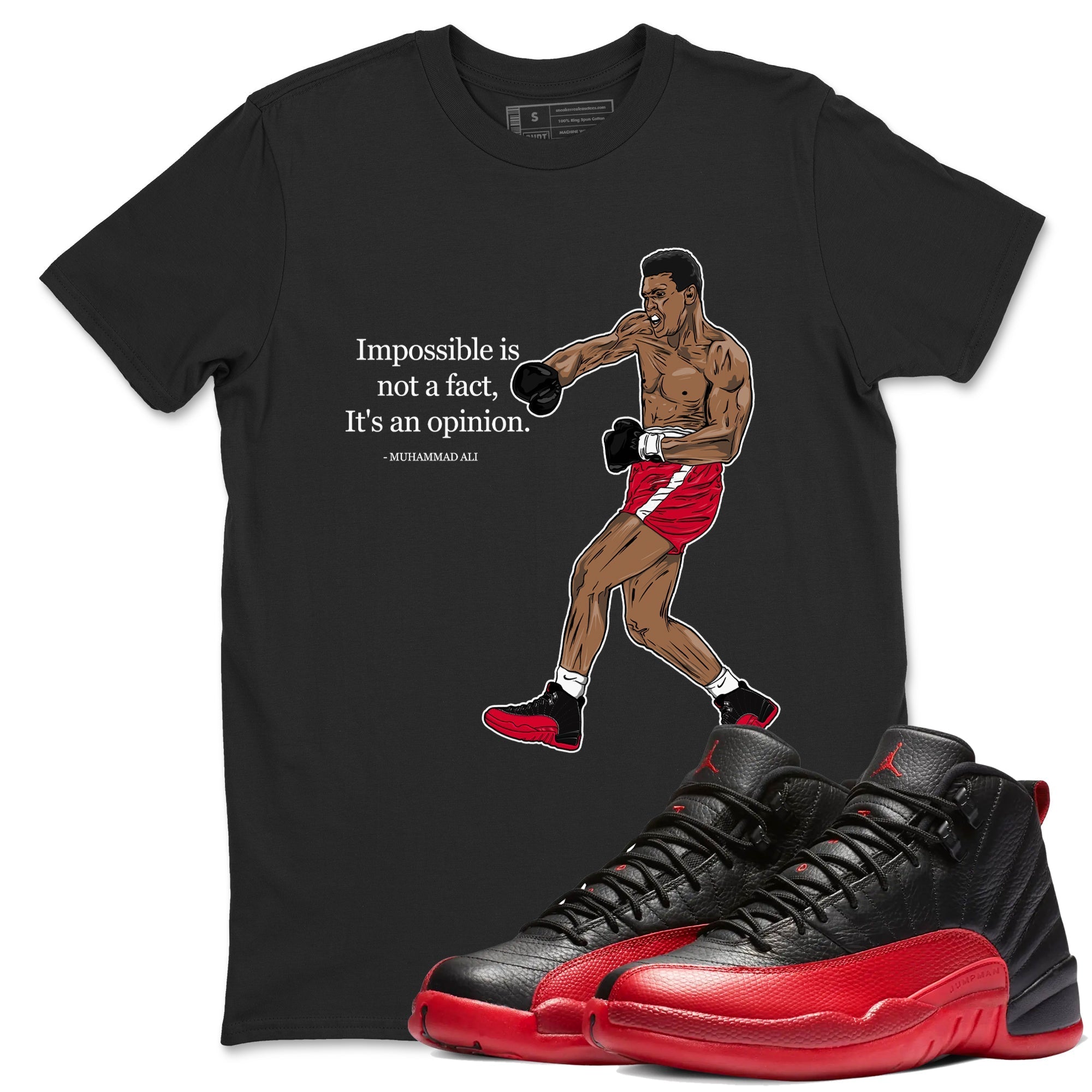 Impossible Is Not A Fact It's An Opinion snkmatch Tees - Air Jordan 12 Flu Game