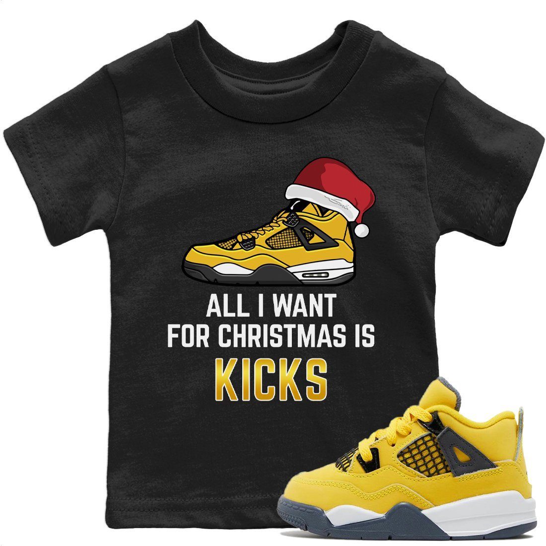 All I Want For Christmas Kids Tops - Air Jordan 4 Lightning