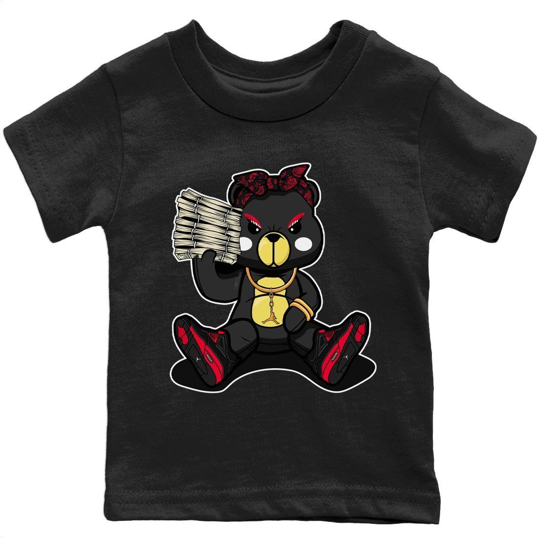 Bad Baby Bear Kids Tops - Air Jordan 4 Red Thunder
