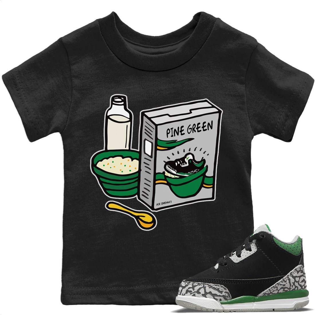 Breakfast Cereal Kids Tops - Air Jordan 3 Pine Green