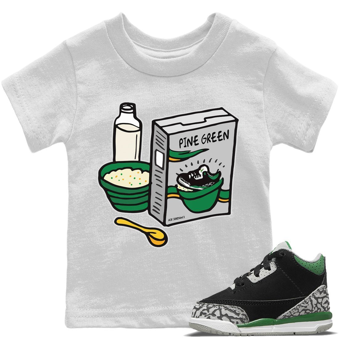 Breakfast Cereal Kids Tops - Air Jordan 3 Pine Green