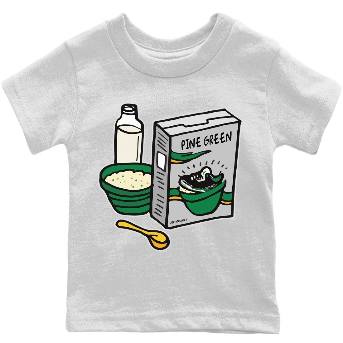 Breakfast Cereal Kids Tops - Air Jordan 3 Pine Green