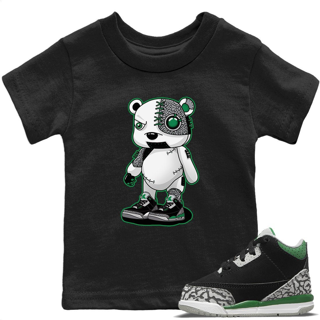 Cyborg Bear Kids Tops - Air Jordan 3 Pine Green