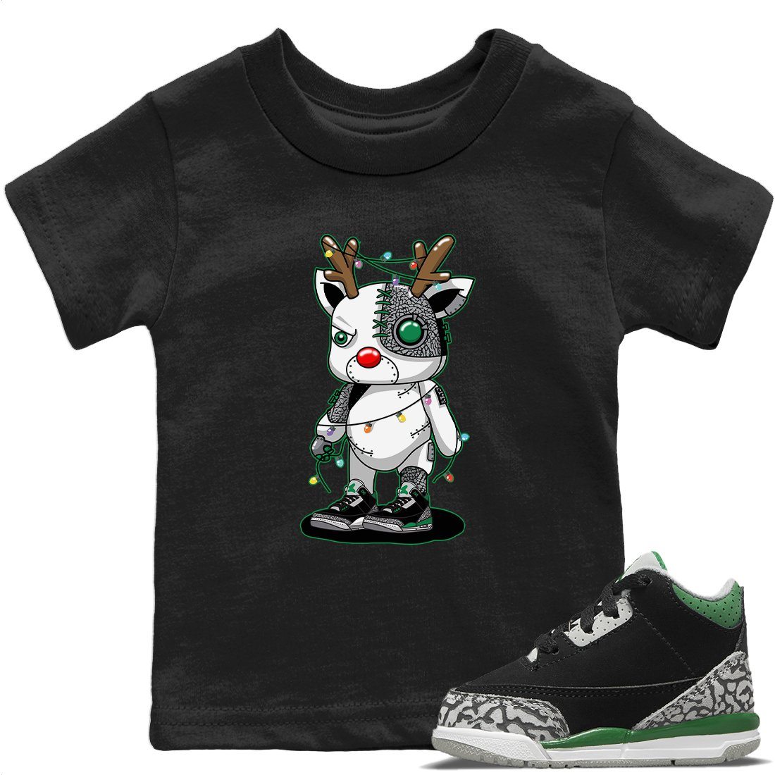Cyborg Reindeer Kids Tops - Air Jordan 3 Pine Green