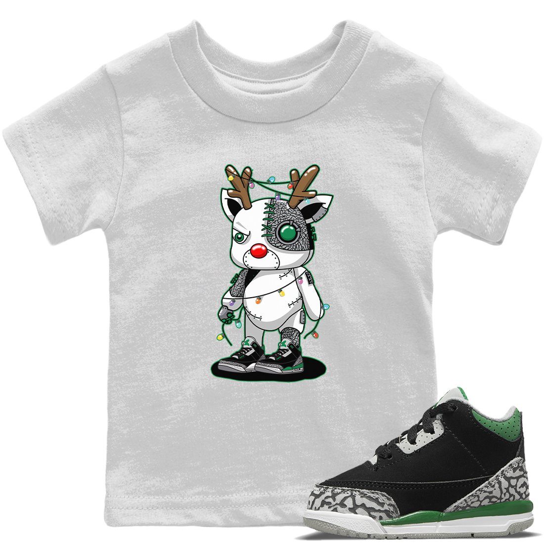 Cyborg Reindeer Kids Tops - Air Jordan 3 Pine Green