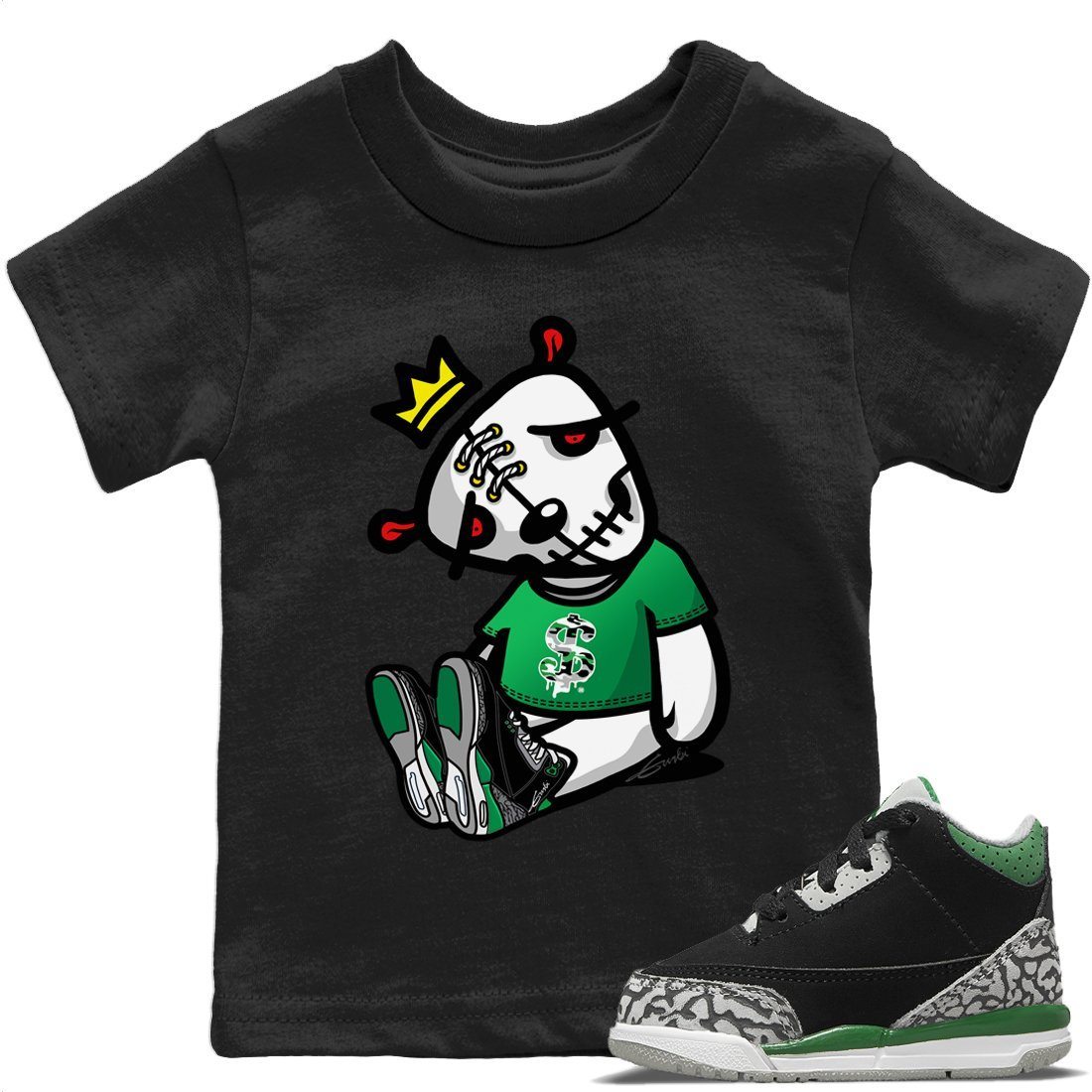 Dead Dolls Kids Tops - Air Jordan 3 Pine Green