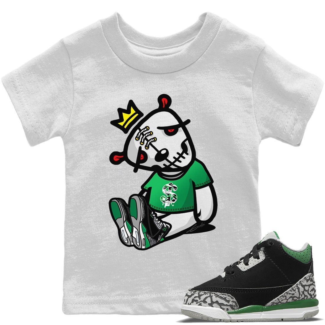 Dead Dolls Kids Tops - Air Jordan 3 Pine Green
