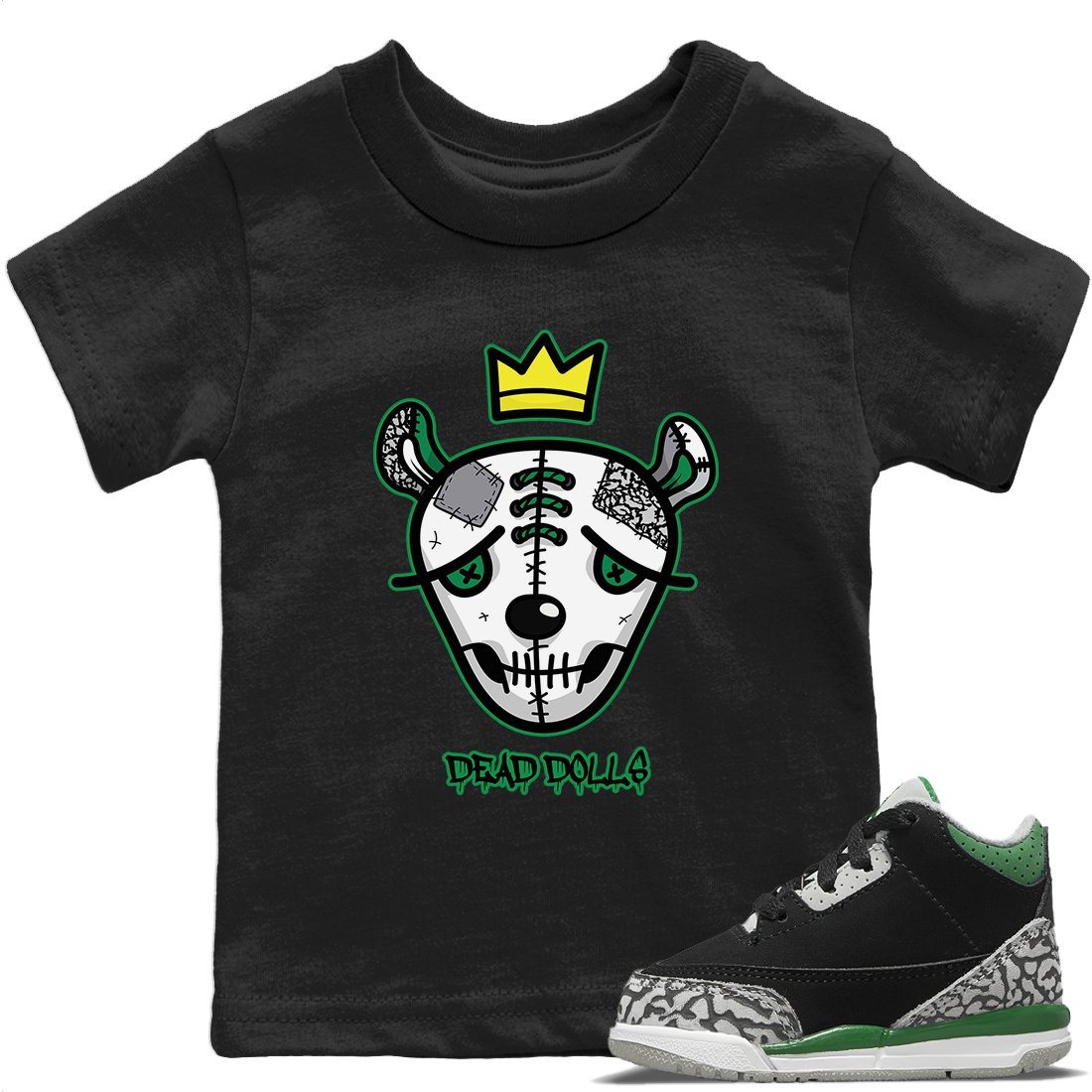 Dead Dolls Face Kids Tops - Air Jordan 3 Pine Green