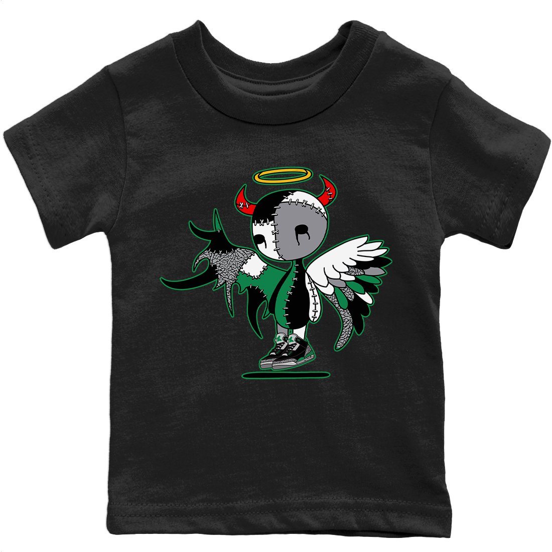 Devil Angel Kids Tops - Air Jordan 3 Pine Green