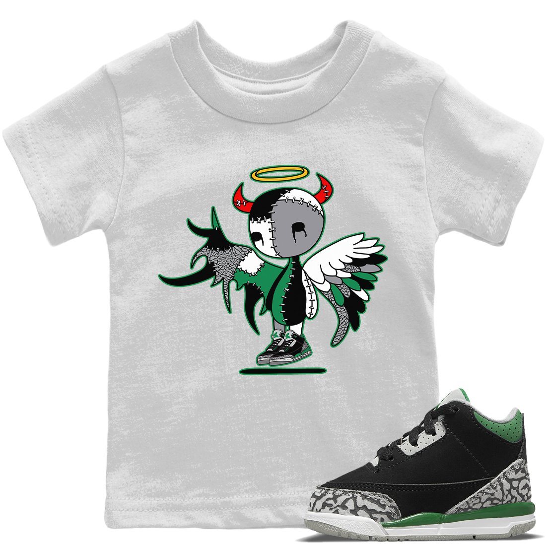 Devil Angel Kids Tops - Air Jordan 3 Pine Green