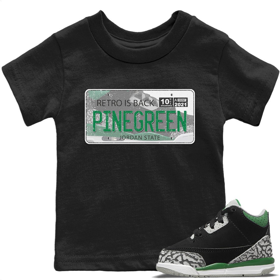Jordan Plate Kids Tops - Air Jordan 3 Pine Green