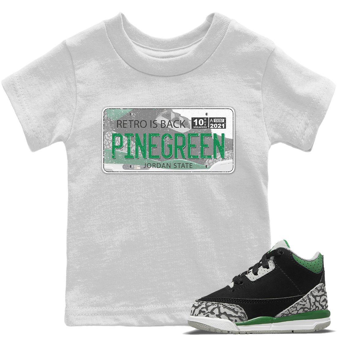 Jordan Plate Kids Tops - Air Jordan 3 Pine Green