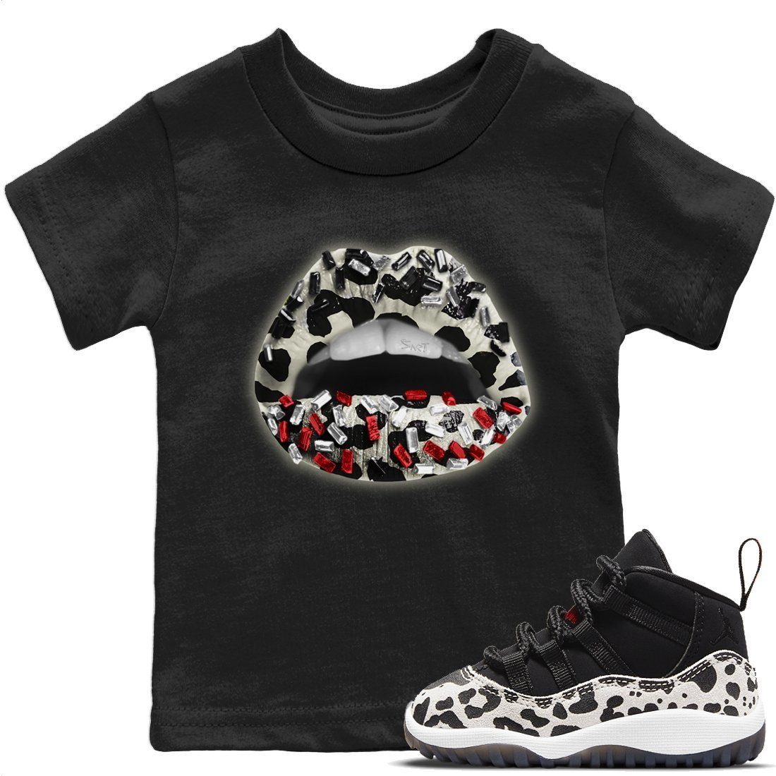Lips Jewel Kids Tops - Air Jordan 11 Animal Instinct